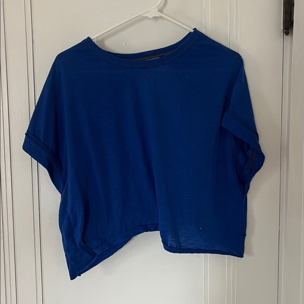 Blue Cropped T-Shirt With Crossover Back
